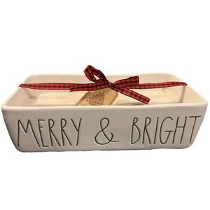Rae Dunn Merry & Bright 6 Wick Candle Frosted Eucalyptus NWT
